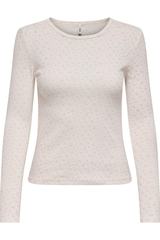 Only - Onlmadison L/S O-Neck Top - 5011775 Cloud Dancer Vivi Romance Rose Bluser 