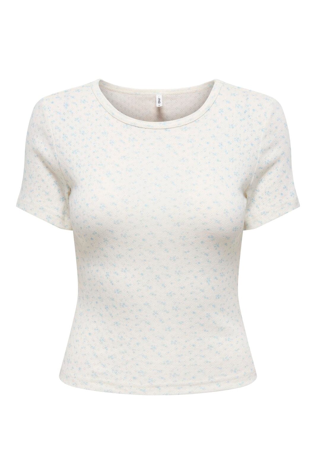 Only - Onlmadison S/S O-Neck Baby Tee - 4969625 Cloud Dancer Gry Flower Winter Sky