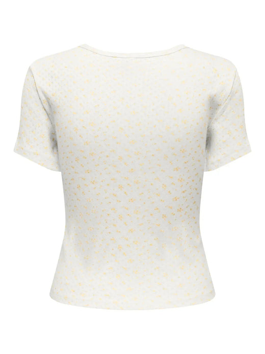 Only - Onlmadison S/S O-Neck Baby Tee - 5011785 Cloud Dancer Gry Flower Sunlight T-shirts 