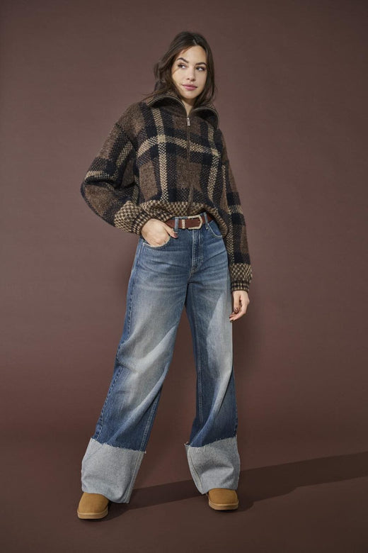 Only - Onlmaroon Ls Zip Collar Cardigan Knt - 4928995 Black Chocolate Martini/Biscotti/Mel