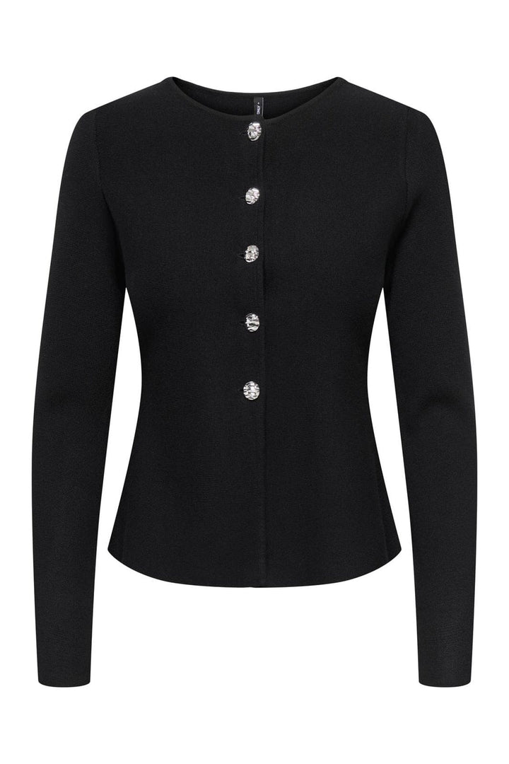 Only - Onlmelli Ls Oneck Button Cardi Knt - 5071252 Black New Silver Buttons