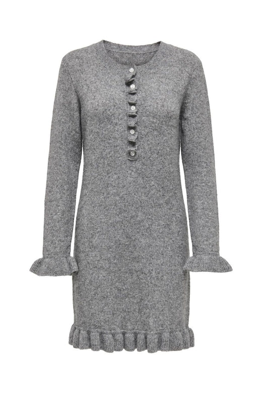 Only - Onlmera Life Ls Frill Dress Knt - 4963439 Medium Grey Melange