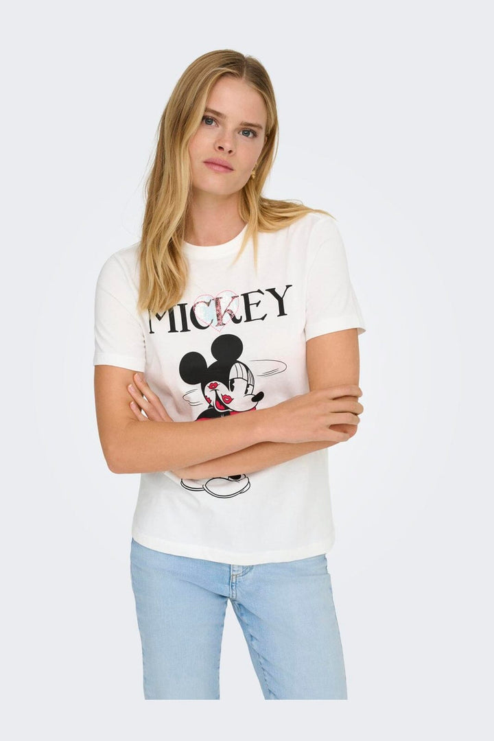 Only - Onlmickey Reg S/S Valentine Lux - 4965027 Cloud Dancer Mickey In Love