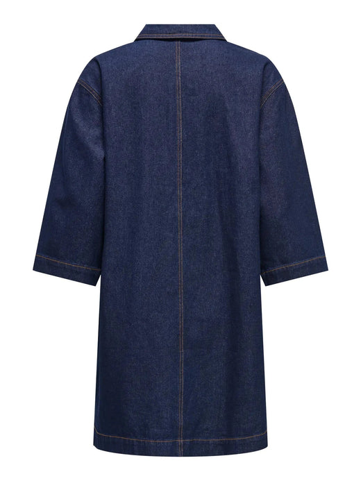 Only - Onlmiles 3/4 Zip Dress Gua - 4935217 Dark Blue Denim Kjoler 