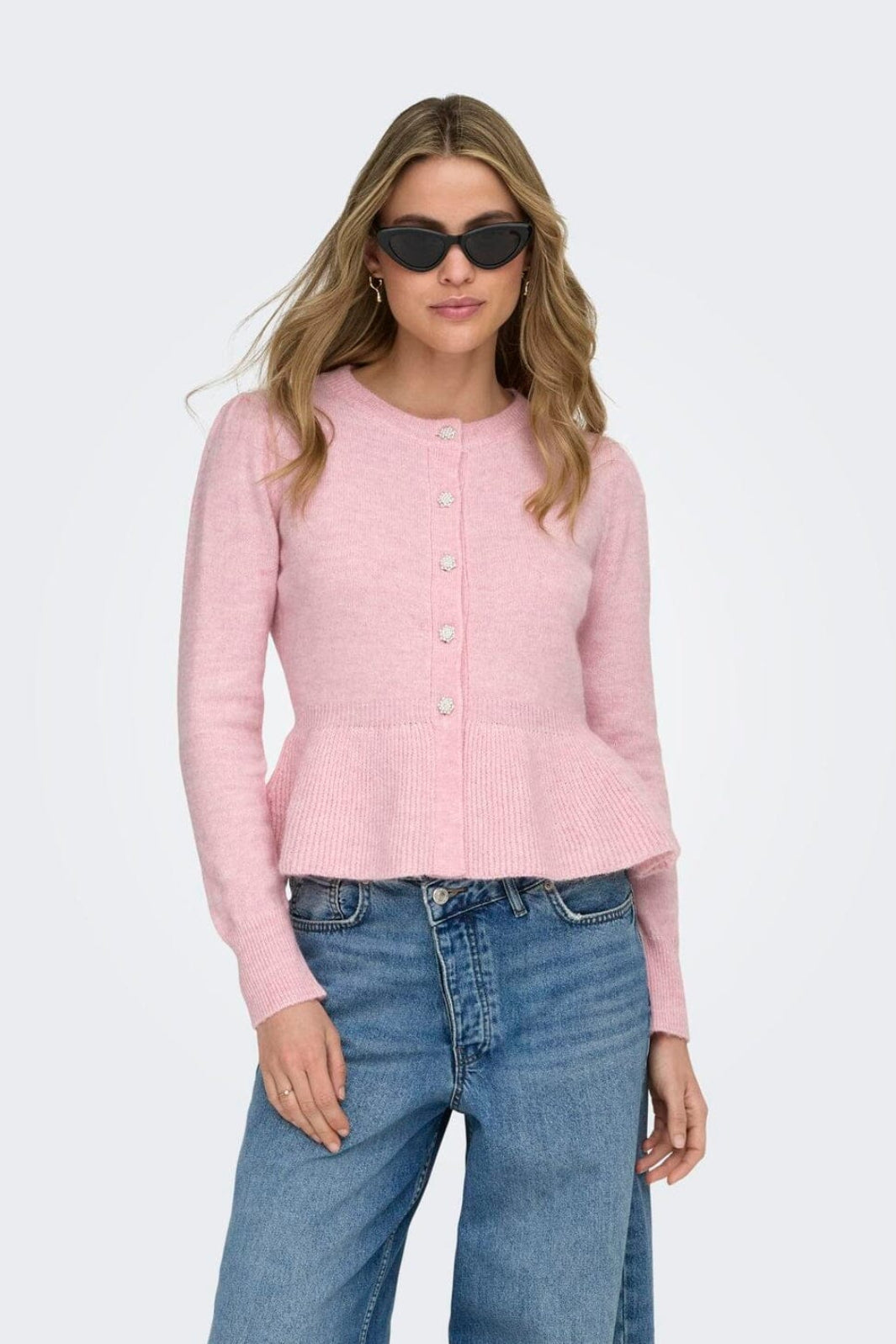 Only - Onlmonique Life Ls Peplum Cardi Knt - 5026560 Romance Rose Melange