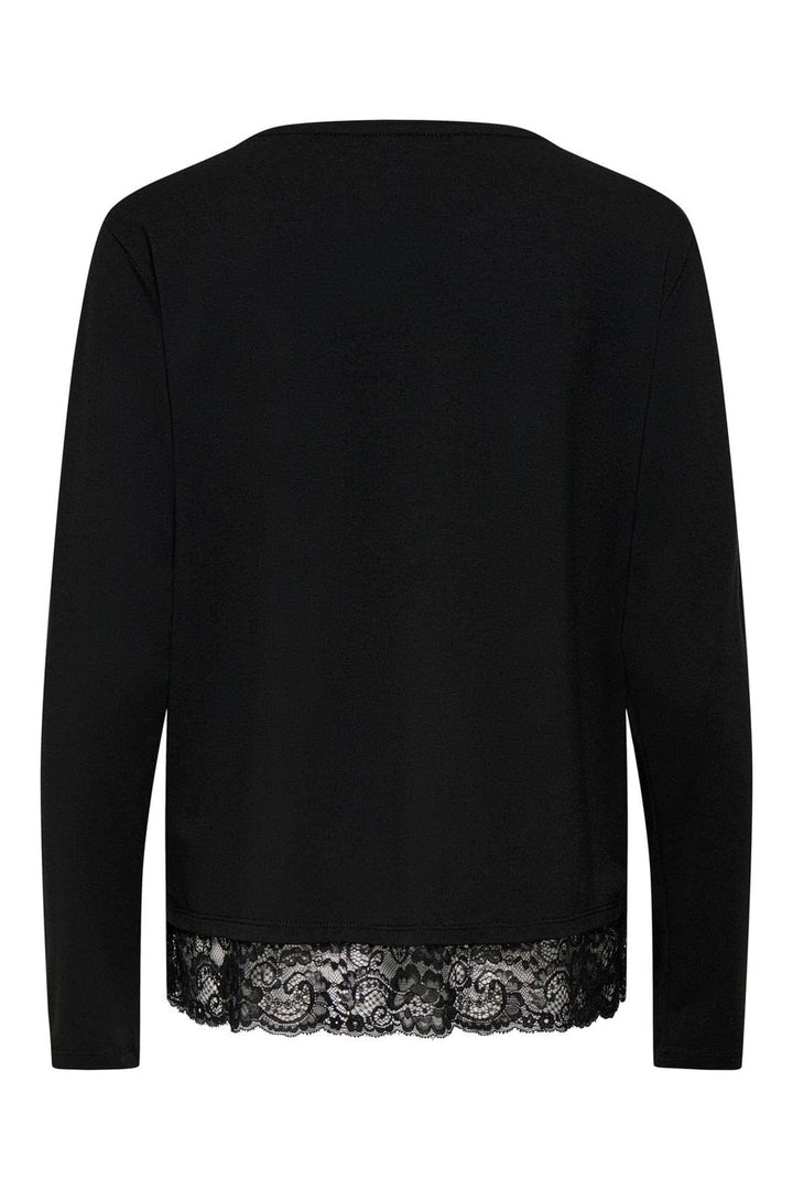 Only - Onlmoster L/S Lace Detail Top - 5208946 Black Tone In Tone Lace