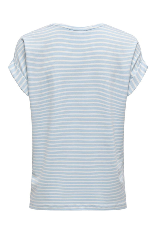 Only - Onlmoster Stripe S/S O-Neck Top - 4693916 Clear Sky Cloud Dancer