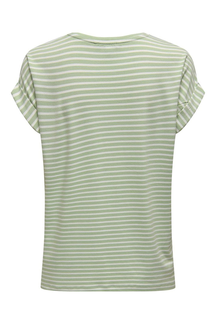 Only - Onlmoster Stripe S/S O-Neck Top - 4693929 Laurel Green Cloud Dancer