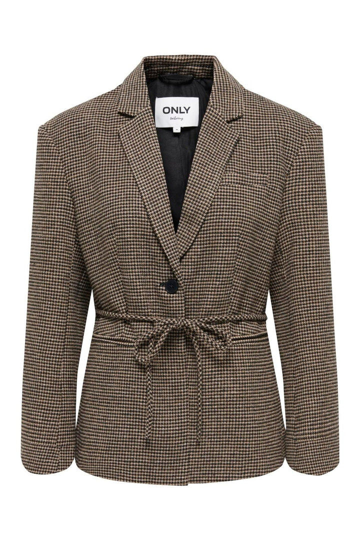 Only - Onlnella L/S Belt Check Blazer Cc Tlr - 5044953 Cornstalk Tobacco Brown/Black/Surf The Web