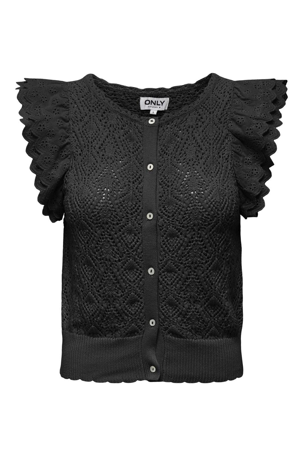 Only - Onlnettie Sl Mix U-Neck Cardigan Knt - 4762672 Black