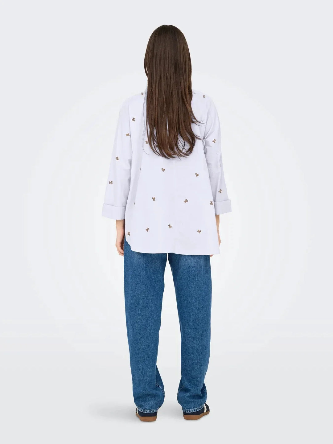 Only - Onlnew Lina Grace Ls Emb Shirt - 4965858 Bright White Light Teddy Skjorter 