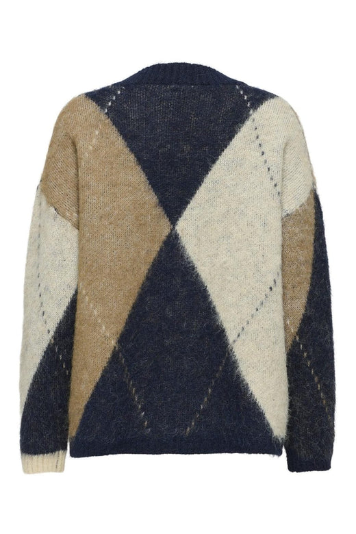 Only - Onlnoeme Jq Ls Life Cardi V-Neck Knt - 4806805 Night Sky Cocoa Créme/Biscotti Melange