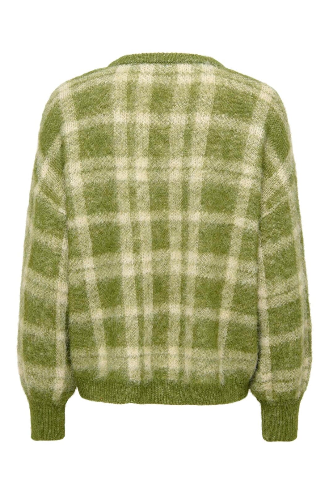 Only - Onlnoeme Life Ls Jq O-Neck Knt - 5112127 Sphagnum Mel/Off White/Checks