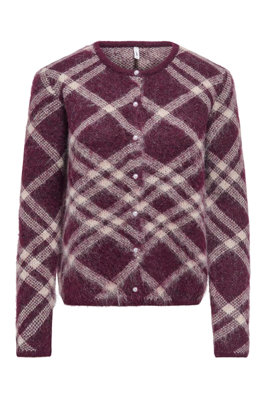 Only - Onlnoeme Ls O-Neck Cardigan Knt - 5058424 Fig Check/Oatmeal/Fmop/Mel