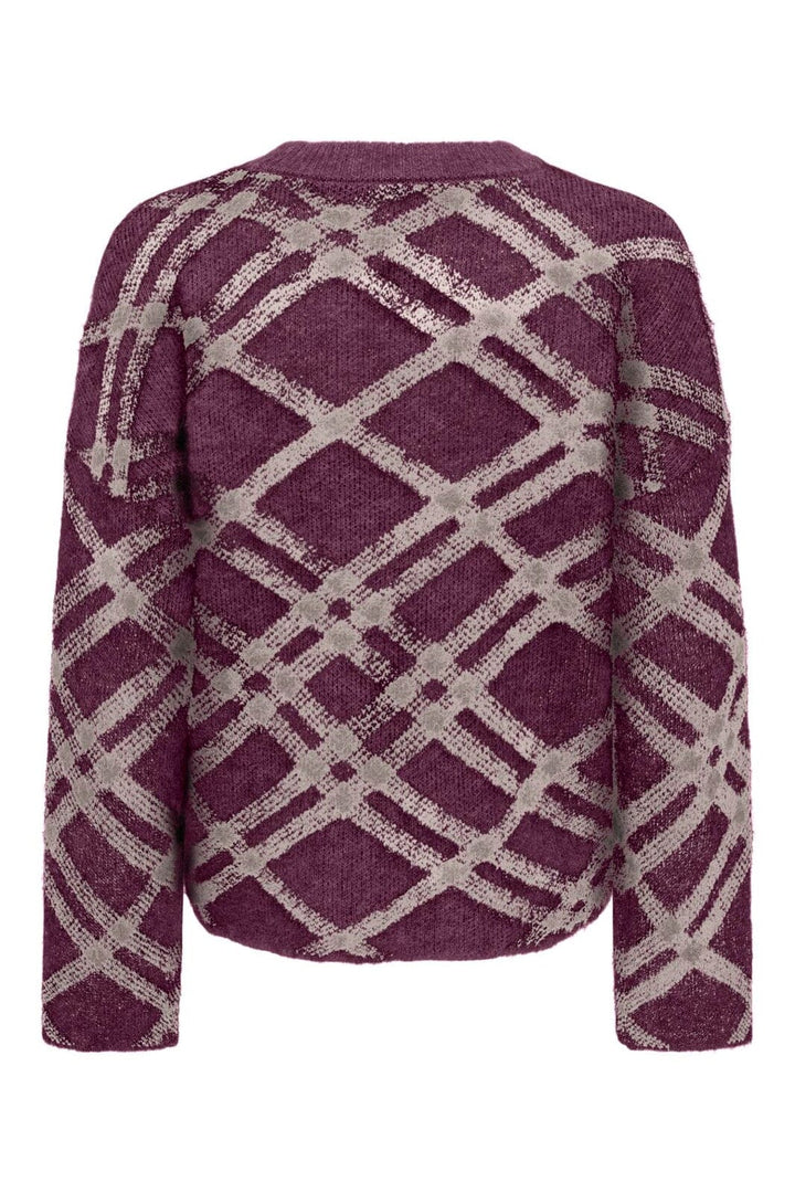Only - Onlnoeme Ls Pattern O-Neck Knt - 5176953 Fig Oatmeal/Mel