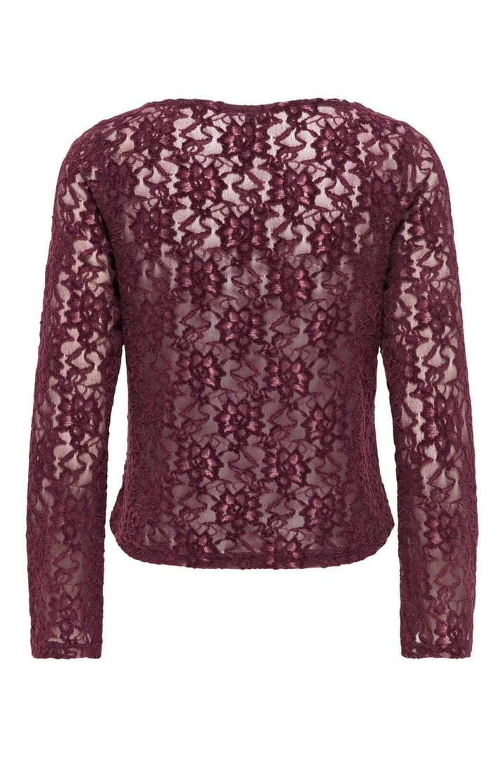 Only - Onlnola L/S Lace Velvet Top - 5127870 Winetasting