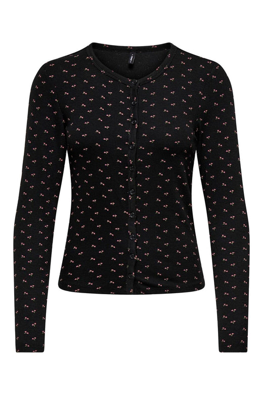 Only - Onlnora L/S Cardigan - 4977937 Black Little Flower Wild Orchid