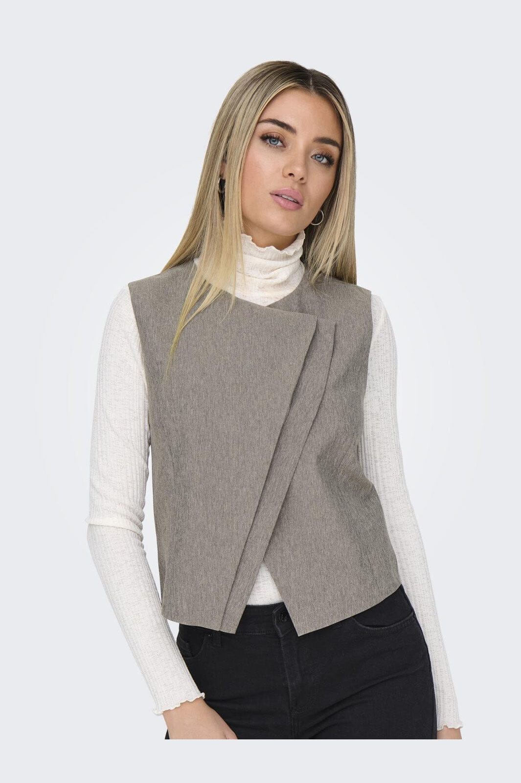 Only - Onlnovi S/L Mel Asym Waistcoat Tlr - 4591309 Walnut Melange
