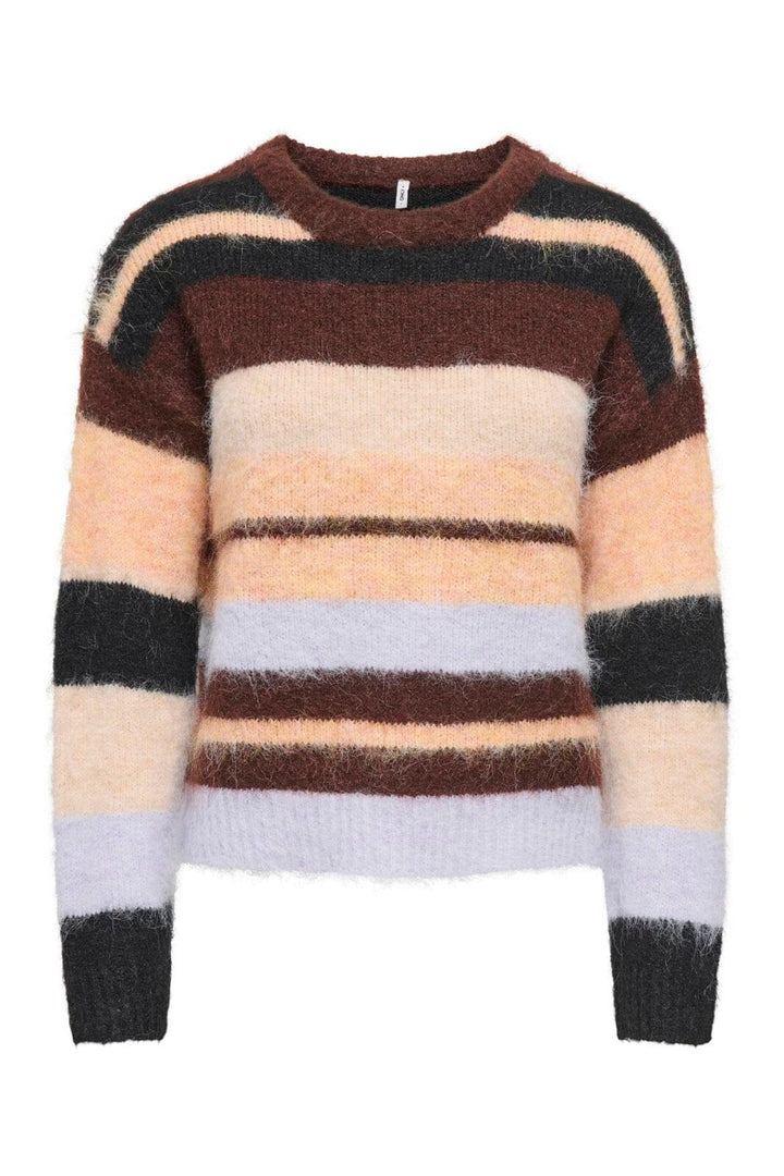 Only - Onlperil Ls O-Neck Cc Knt - 5070742 Pinecone Multi/Black/Lilac C/Buttercream/Alesan