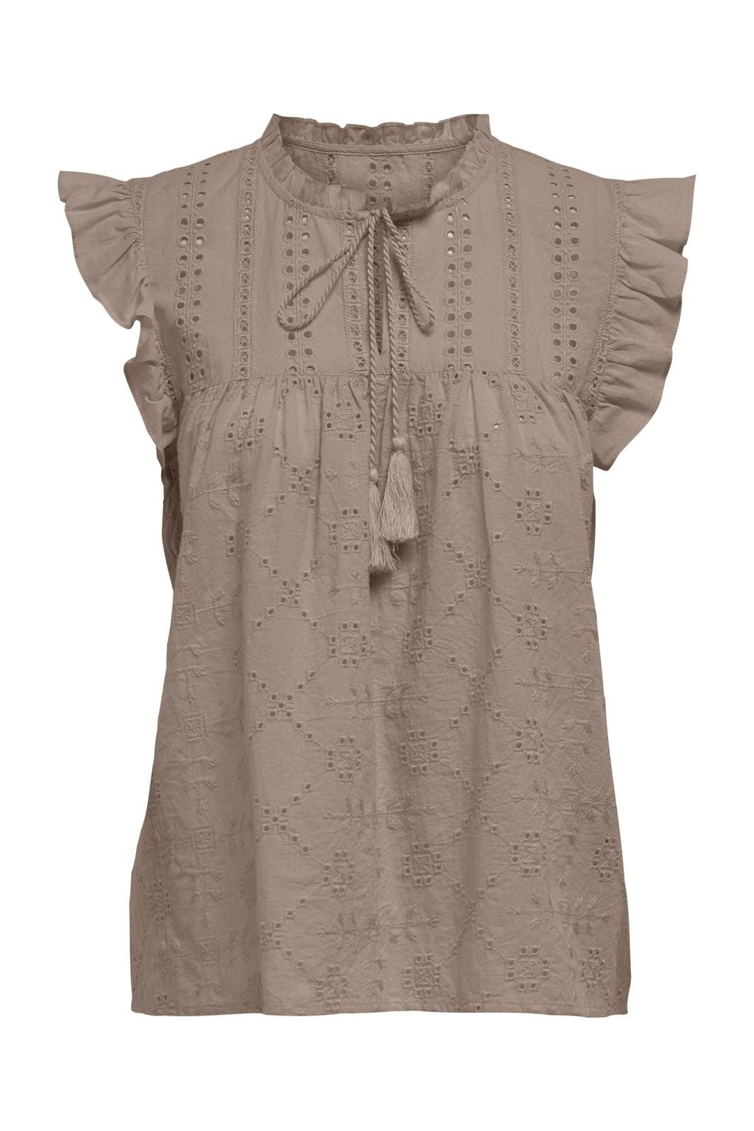 Only - Onlreva Life S/L Emb Top - 4531031 Mocha Meringue