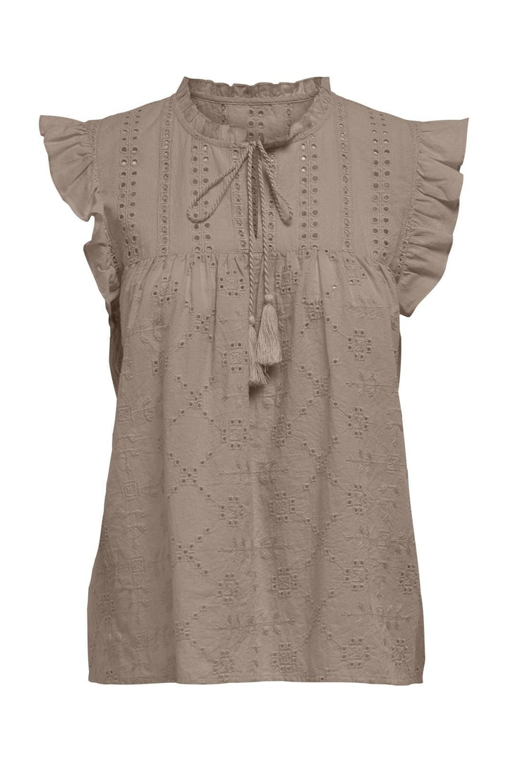 Only - Onlreva Life S/L Emb Top - 4531031 Mocha Meringue