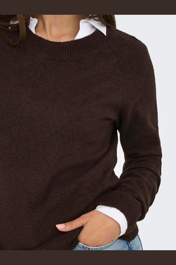 Only - Onlrica L/S Pullover Knt - 4824236 Chocolate Torte W. Melange