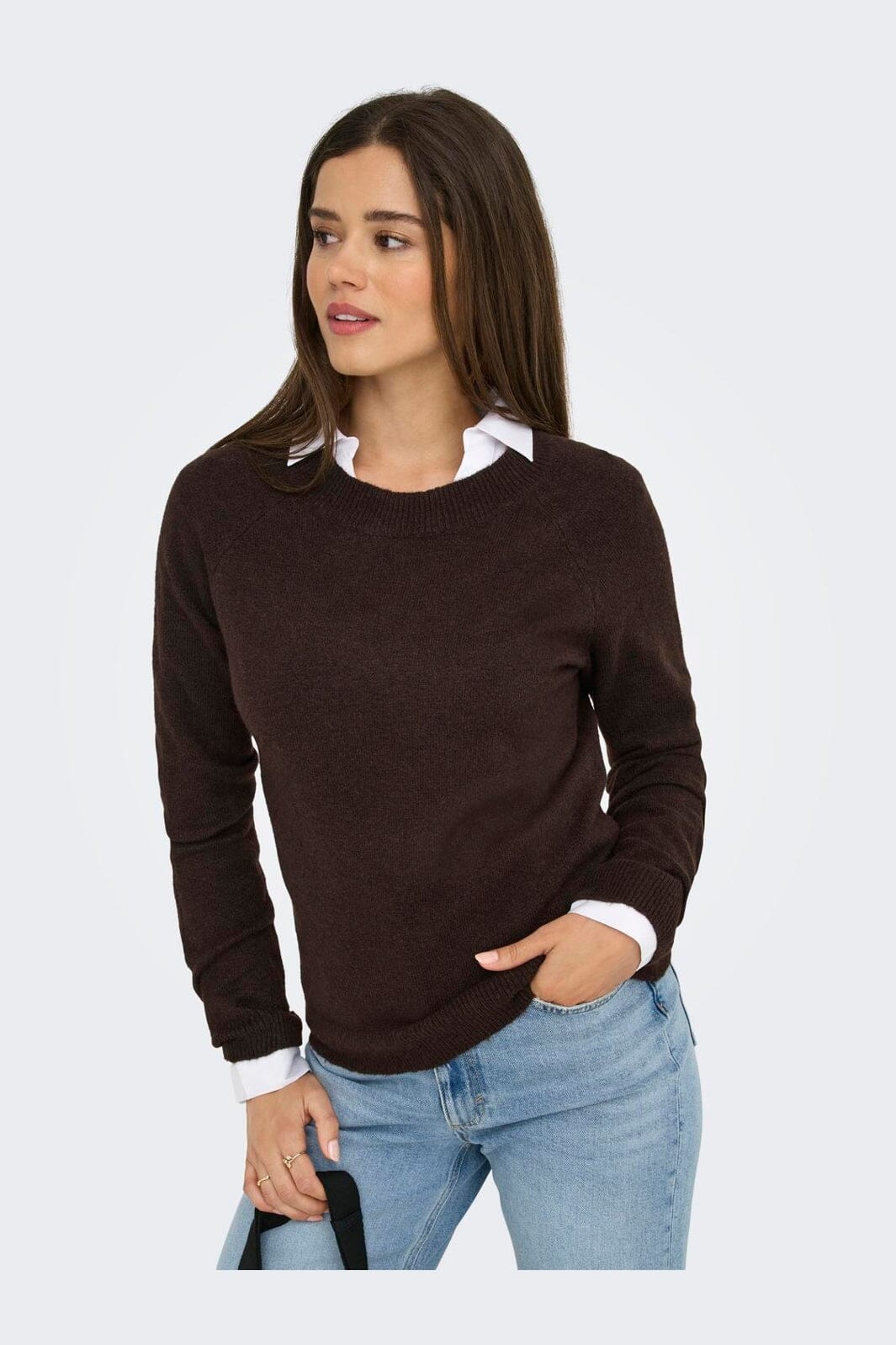 Only - Onlrica L/S Pullover Knt - 4824236 Chocolate Torte W. Melange
