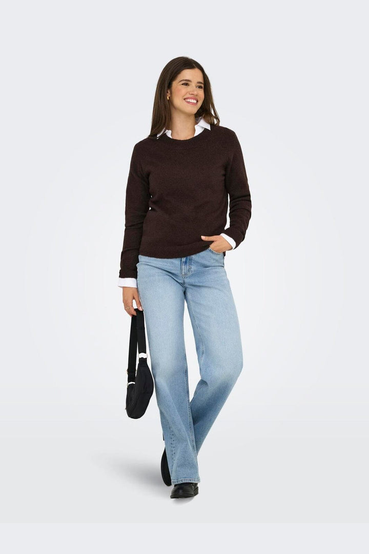 Only - Onlrica L/S Pullover Knt - 4824236 Chocolate Torte W. Melange