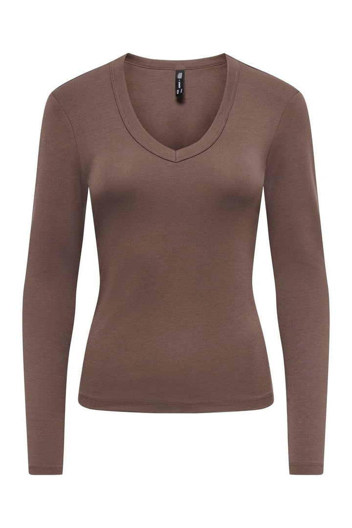 Only - Onlriley L/S V Neck Top - 5263437 Chocolate Martini