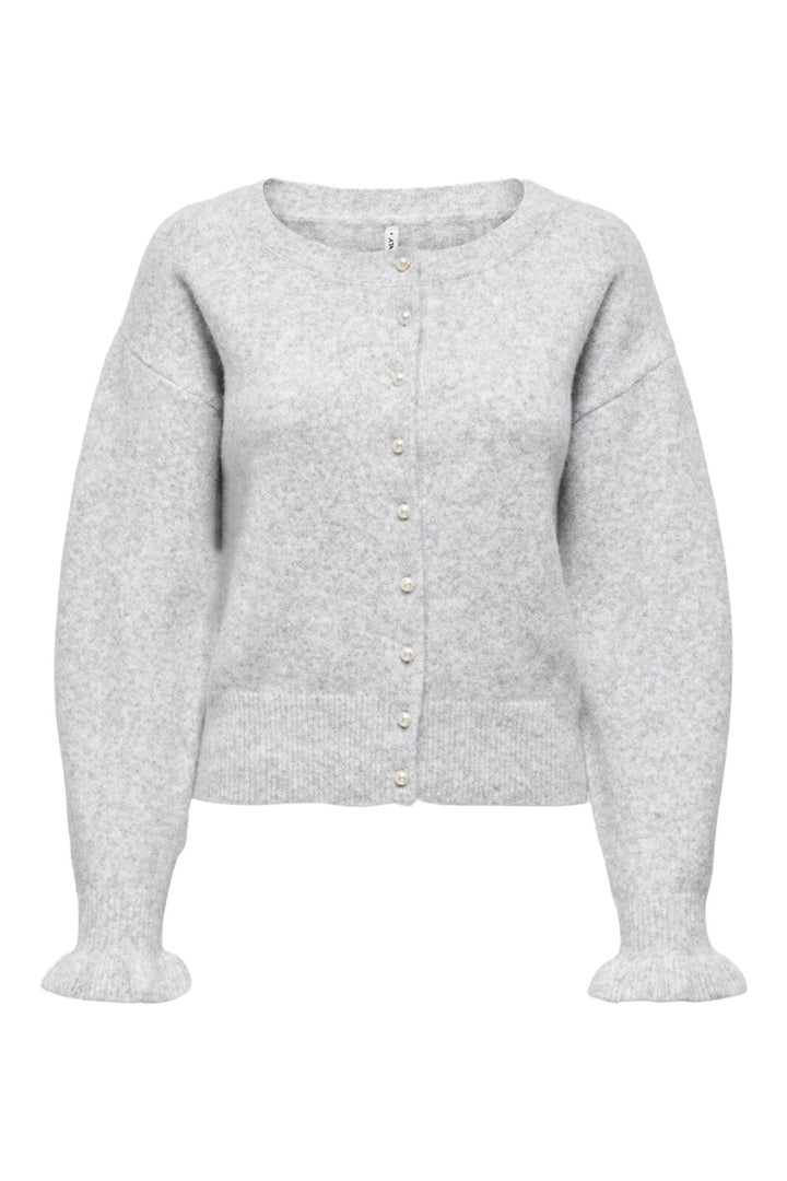 Only - Onlrima Life Ls Button Cardigan Knt - 4954763 Light Grey Melange Pearl Button