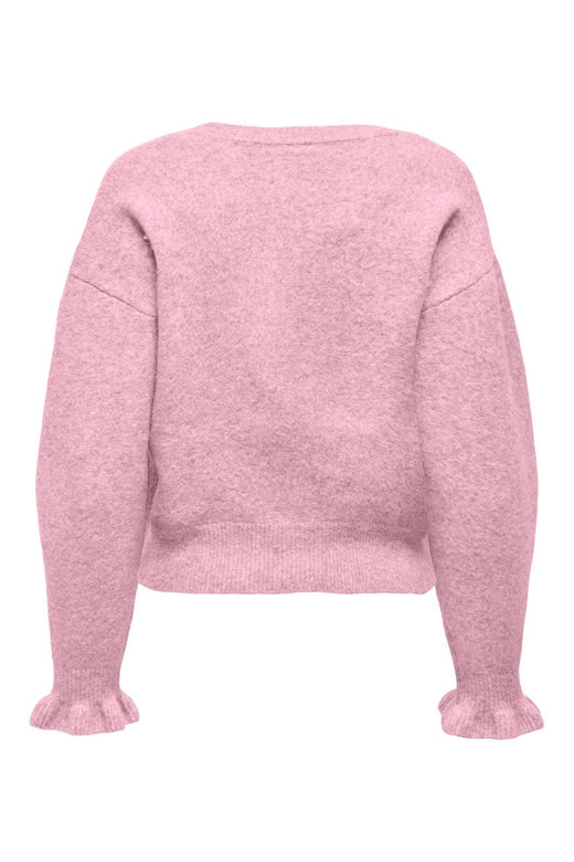 Only - Onlrima Life Ls Button Cardigan Knt - 5006693 Romance Rose Melange/Pearl Button