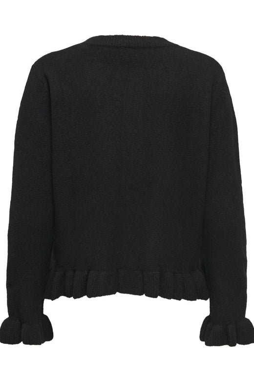 Only - Onlrima Life Ls Frill Butto Cardi Knt - 4903903 Black Dtm Button Cardigans 