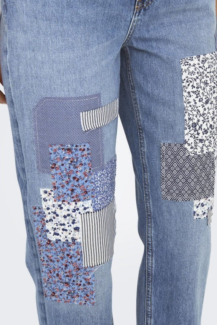 Only - Onlrobyn Str Reg Lank Patch Slit - 4806377 Medium Blue Denim