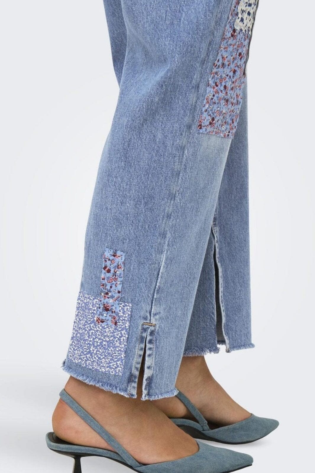 Only - Onlrobyn Str Reg Lank Patch Slit - 4806377 Medium Blue Denim