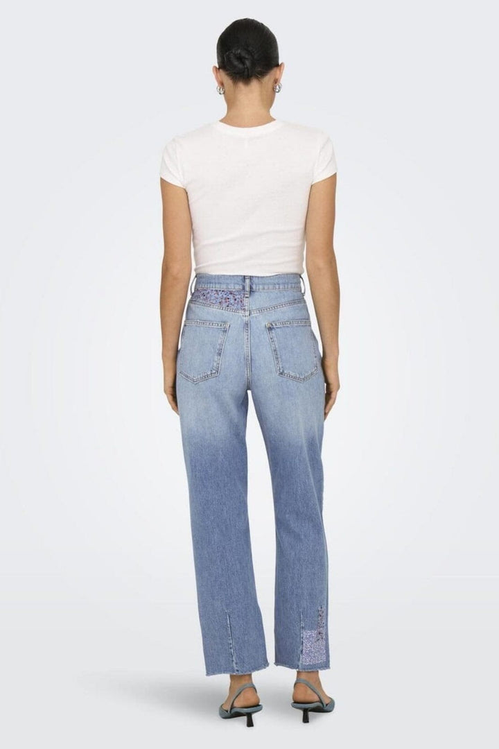 Only - Onlrobyn Str Reg Lank Patch Slit - 4806377 Medium Blue Denim