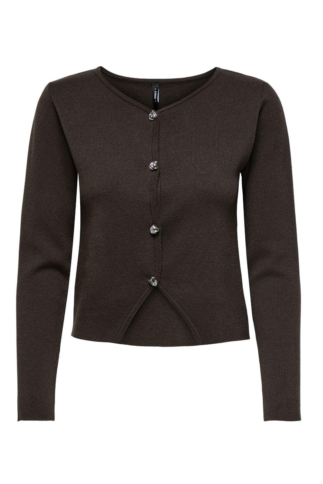 Only - Onlscarlett Ls Button Cardigan Knt - 4869112 Chocolate Torte Silver Button Cardigans 