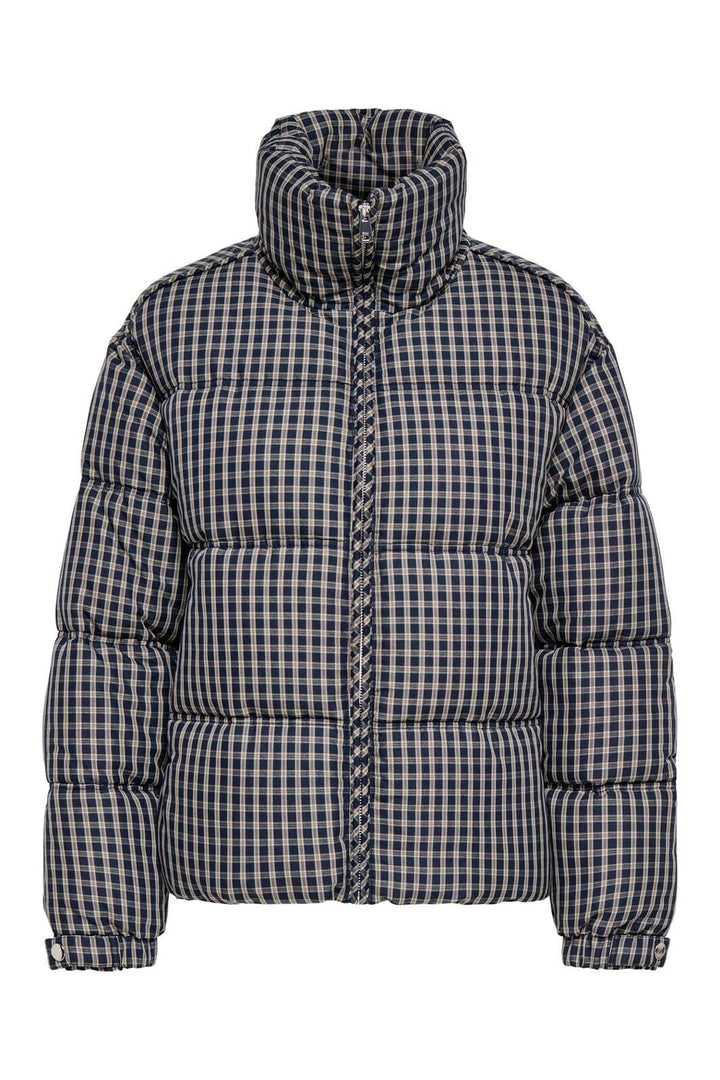 Only - Onlserena Check Puffer Jacket - 5165368 Chipmunk Blue And Off White Check