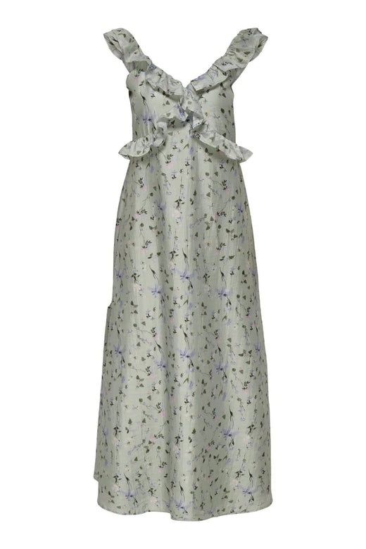 Only - Onlshyla Frill Long Dress - 4800585 Mineral Gray W Serenity Big Sum Flowers