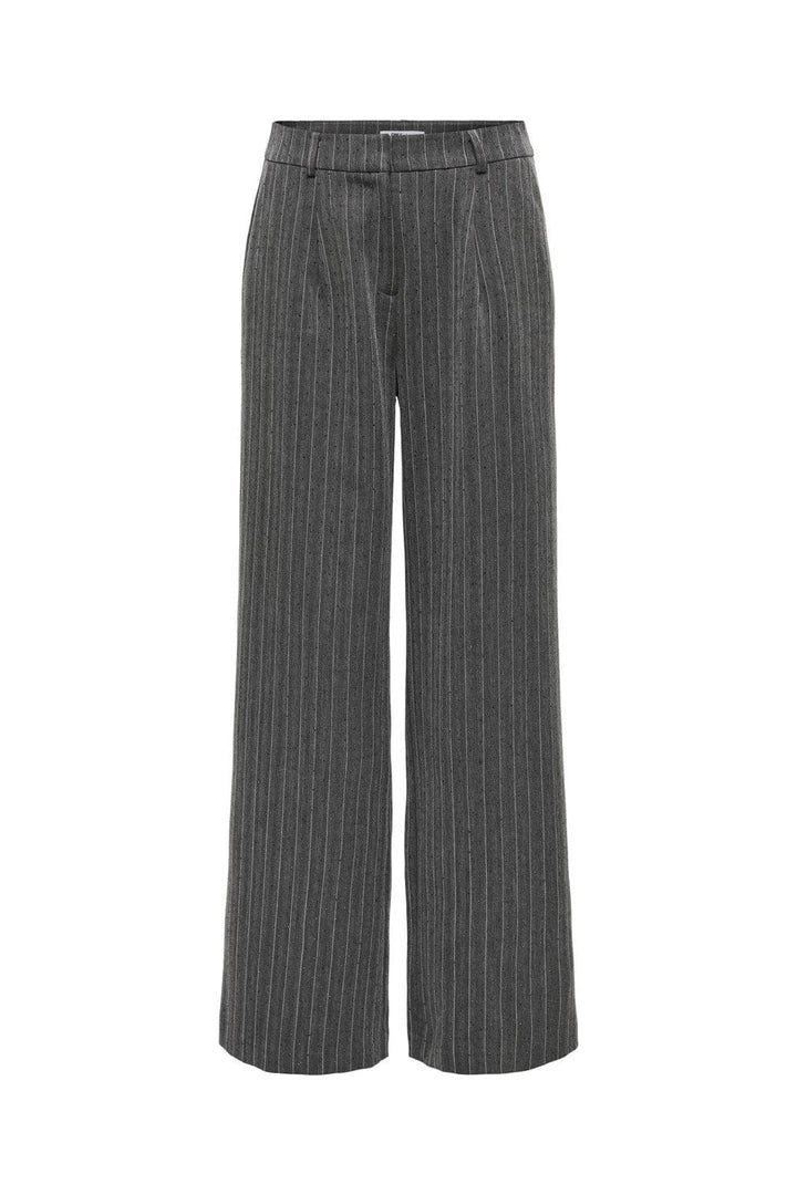 Only - Onlsiga Life Hb Rhine Wide Pant Tlr - 4857798 Dark Grey Melange Pinestripe W. Rhinestone