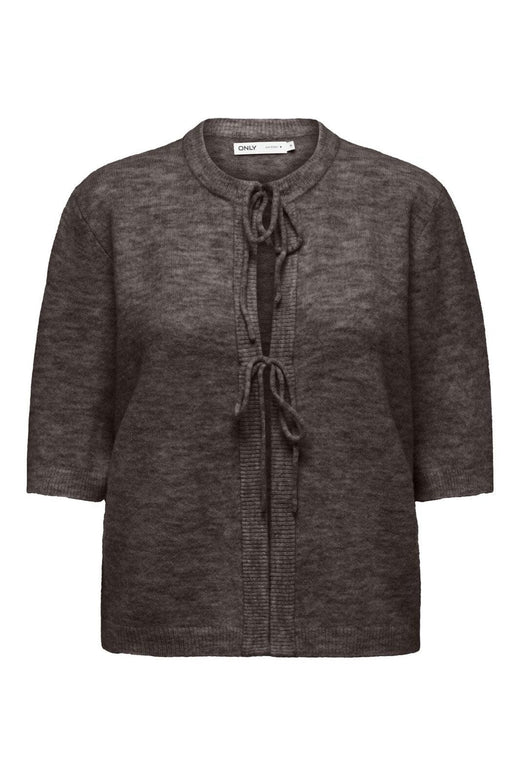 Only - Onlsimoni 2/4 Bow Cardigan Knt - 4961577 Coffee Bean Melange