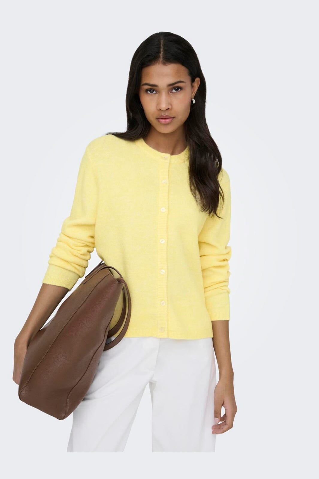 Only - Onlsimoni L/S O-Neck Cardigan Knt - 4987974 Mellow Yellow Melange