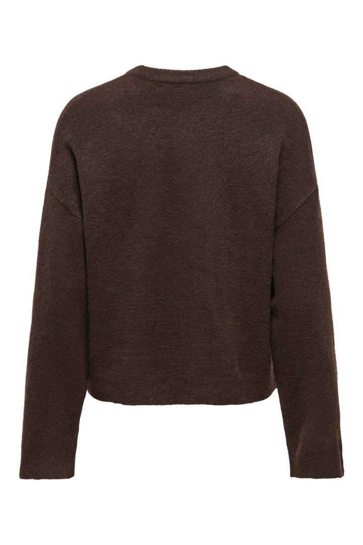 Only - Onlsimoni L/S O-Neck Pullover Knt - 4961584 Coffee Bean Melange