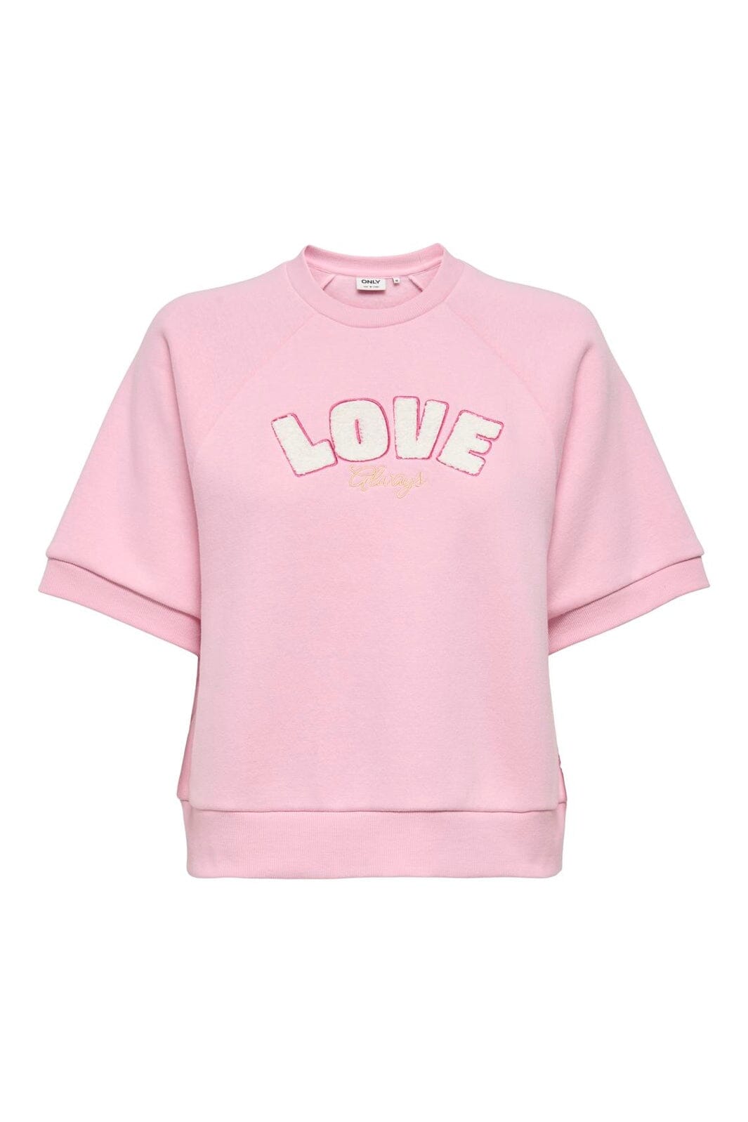 Only - Onlsina S/S O-Neck Terry Emb Swt - 5028260 Romance Rose Love
