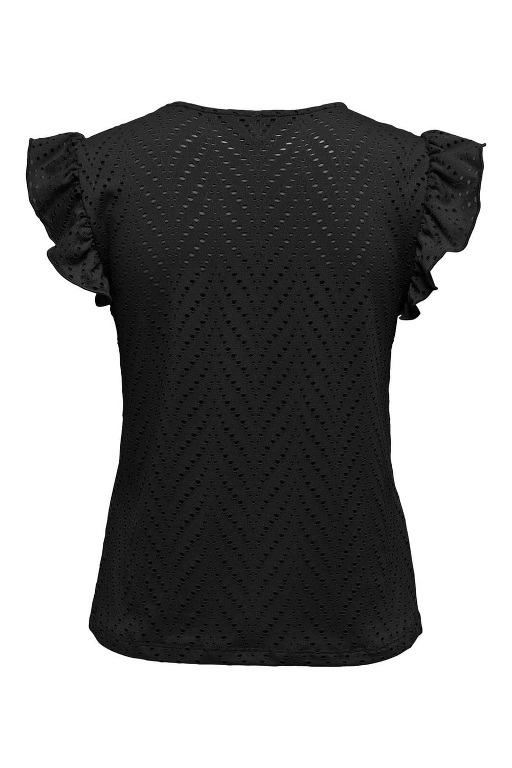 Only - Onlsmilla S/L V-Neck Frill Top - 4793550 Black Boho