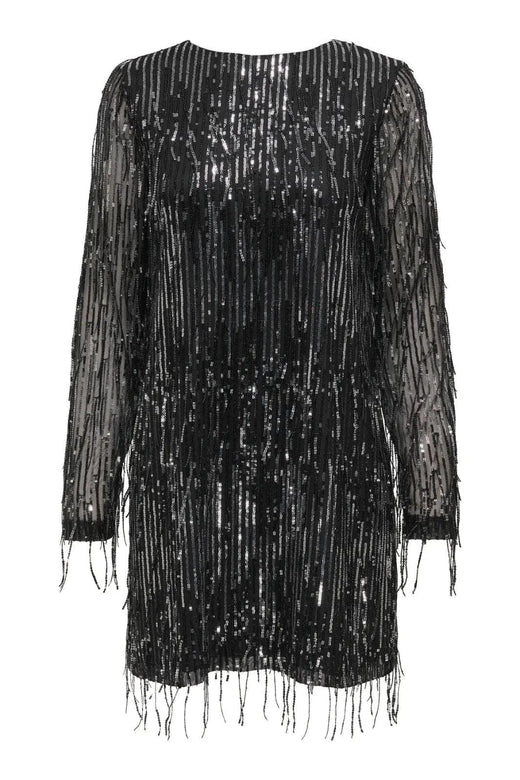 Only - Onlspacy Ls Sequins Bow Dress - 4877201 Black W. Silver Sequins Kjoler 