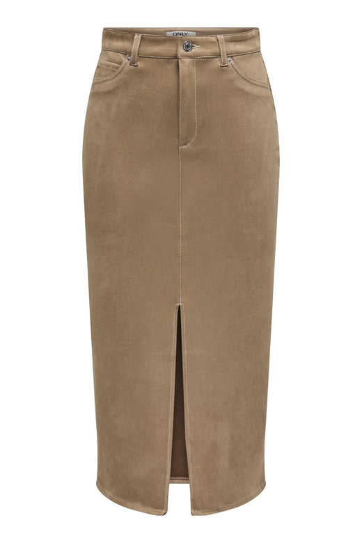 Only - Onlstina Life Faux Suede Skirt Cc - 4786482 Cocoa Créme W Contrast Stitch