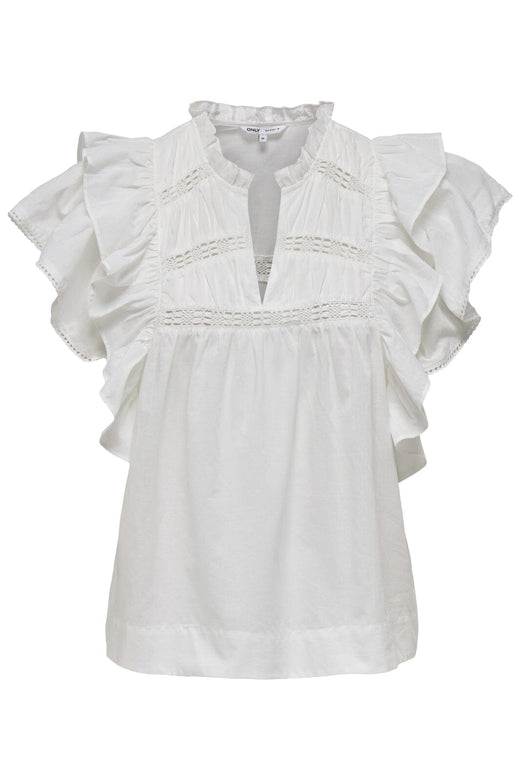 Only - Onlsunny Capsl Frill Top 15347882 - 4757274 - Cloud Dancer