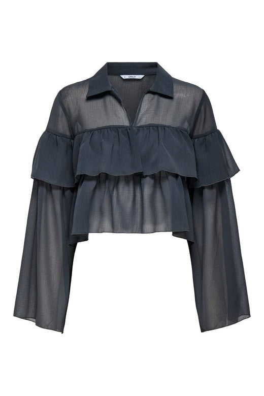 Only - Onlsuzzi L/S Frill Tie Top Ox - 4887373 Phantom