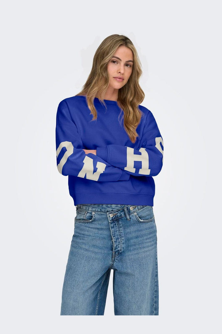 Only - Onlsweat L/S Back/Sleeve Print Swt - 4845924 Surf The Web Birch Houston Print