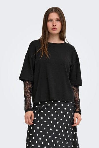 Only - Onltahlia L/S Lace Top - 5104059 Black Dtm Lace T-shirts 